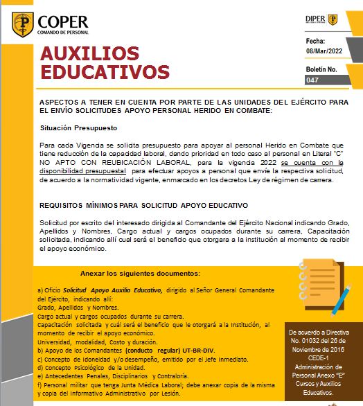 1.BOLETÍN No. SOLICITUD AUXILIO EDUCATIVO