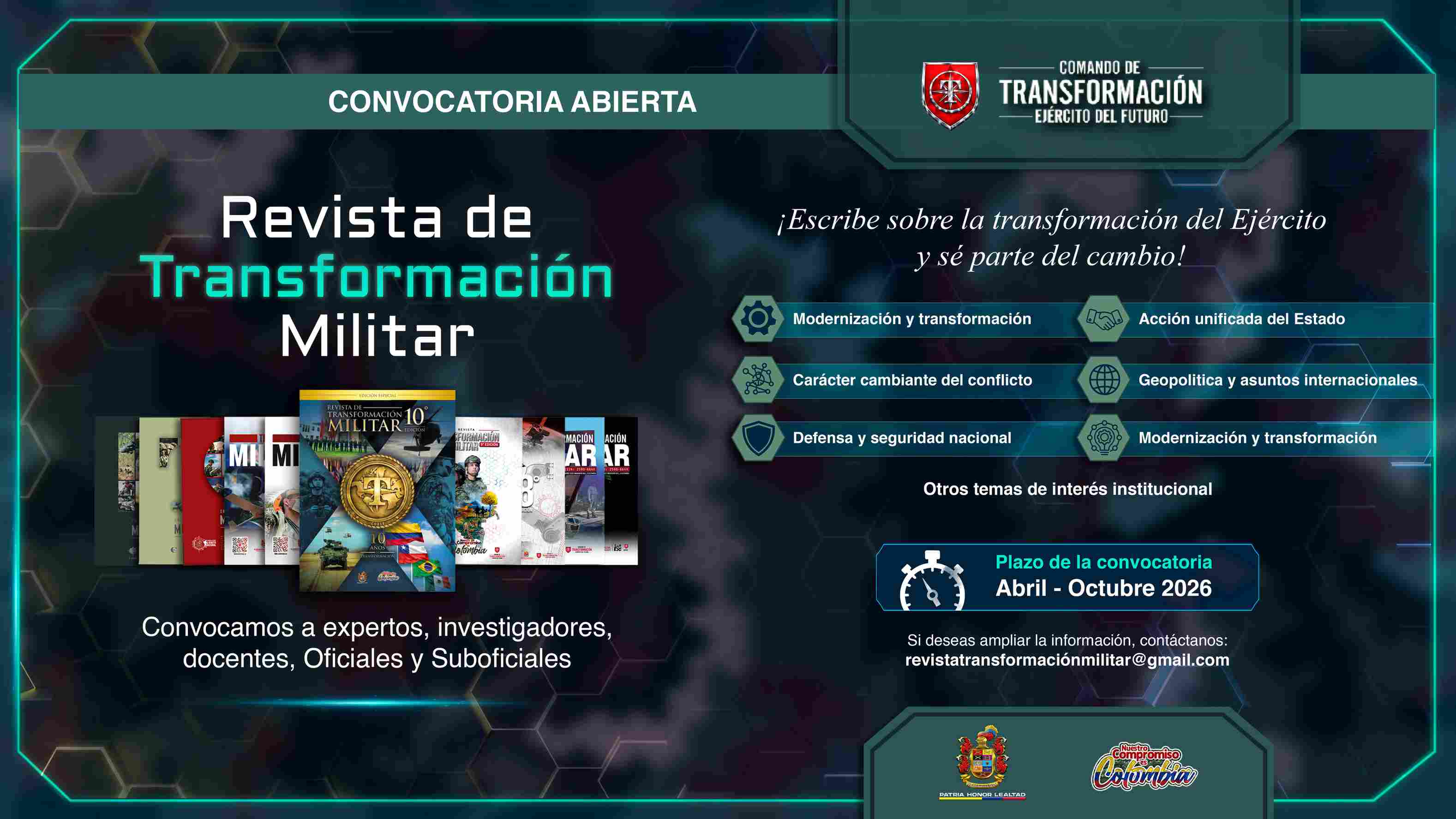 COTEF abre convocatoria para la undécima edición de la Revista Transformación Militar