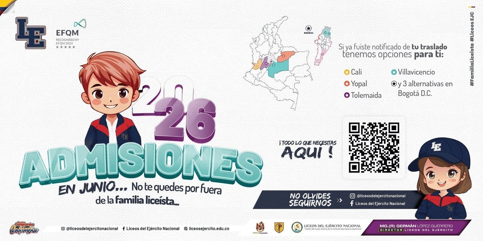 Los Liceos del Ejército Nacional abren su proceso de admisiones 2026 II–2027 I