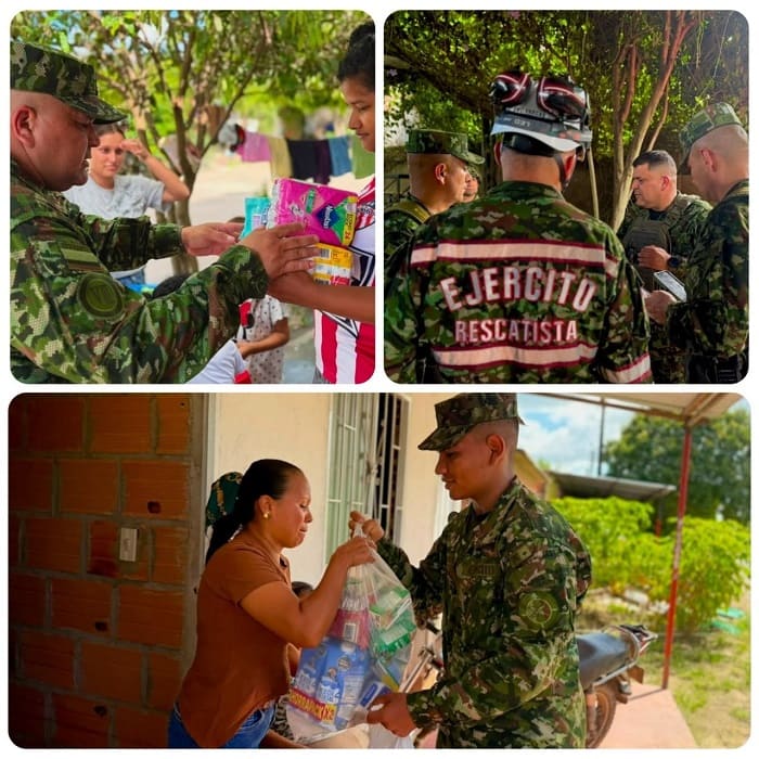 Ejército Nacional entrega más de 500 mercados a familias afectadas por la ola invernal en San Luis de Palenque