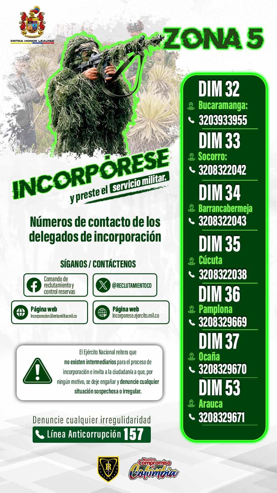 Desde el 1 de agosto inicia la incorporación al tercer contingente de 2026 del Ejército Nacional
