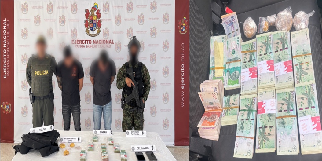 En Caucasia, Antioquia, Ejército Nacional incautó dinero y oro, al parecer provenientes de las economías ilícitas del Clan del Golfo
