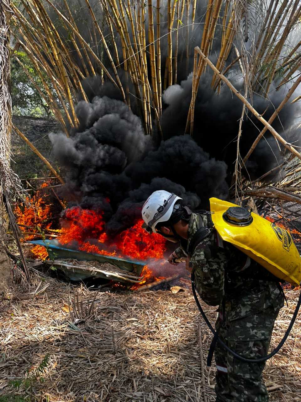 Ejército Nacional atiende simultáneamente incendios forestales en Prado y Ortega, Tolima
