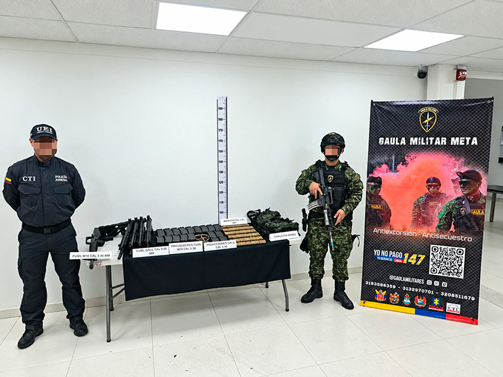Ejército Nacional ubica depósito ilegal con armas y munición en zona rural de Puerto Gaitán, Meta